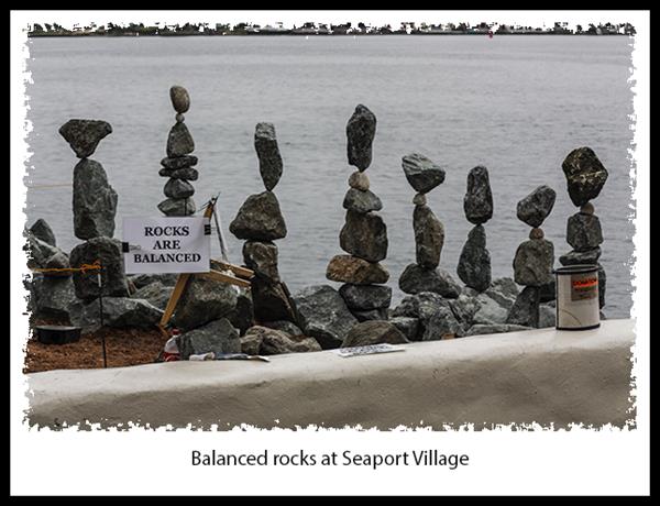 Balanced rocks at Seaport Village in San Diego