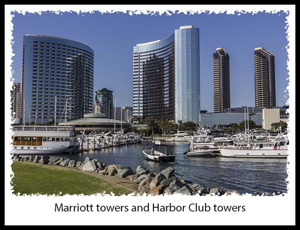 Marriott towers and Harbor Club towers