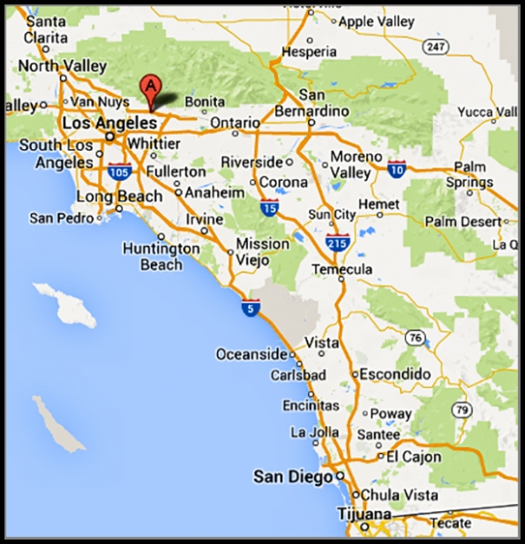 Location of Los Angeles County Arboretum & Botanical Gardens