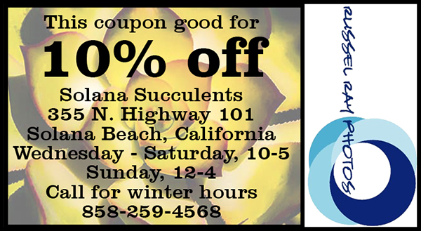 10% off coupon for Solana Succulents in Solana Beach, California